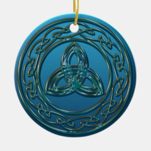 Ornement Rond En Céramique Noeud celtique de trinité en métal antique en ve