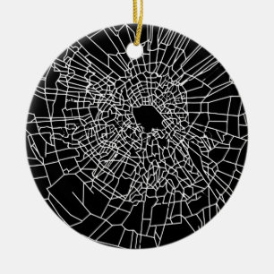 Ornement Rond En Céramique Noir en verre cassé