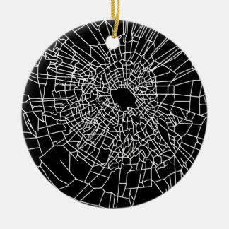Ornement Rond En Céramique Noir en verre cassé