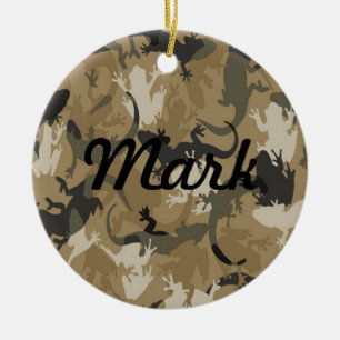 Ornement Rond En Céramique Nom du camouflage de reptile Brown