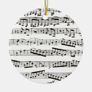 Ornement Rond En Céramique Notes musicales noires et blanches