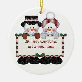 Ornement Rond En Céramique Notre premier Noël dans notre nouvelle maison