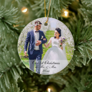 Ornement Rond En Céramique Notre premier Noël en tant que Monsieur. & Mme Pho