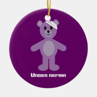 Ornement Rond En Céramique Nounours mignon sous l'anniversaire de
