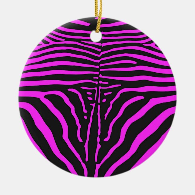 Ornement Rond En Céramique Nouveau rose noir Zèbre Accessoires d'impression - (Devant)
