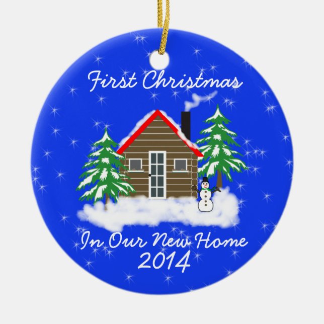 Ornement Rond En Céramique Nouvelle maison de premier Noël (Devant)