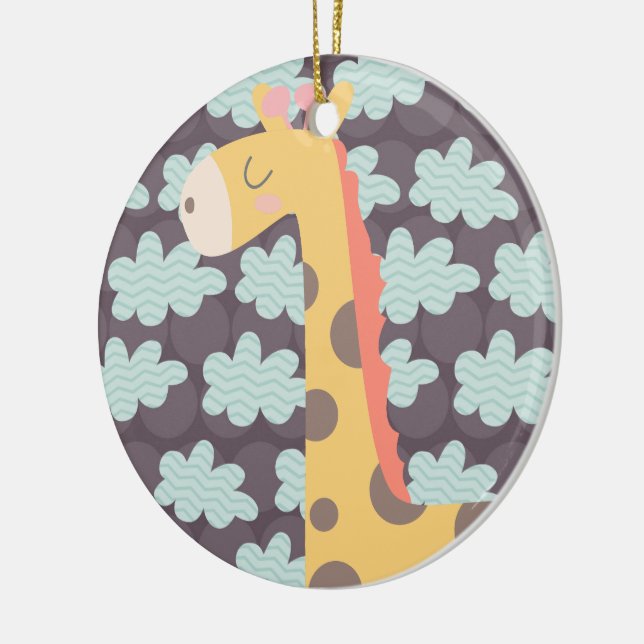 Ornement Rond En Céramique Nuages et girafes (Gauche)