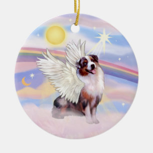 Ornement Rond En Céramique Nuages - Merle Australian Shepherd Angel (#1)