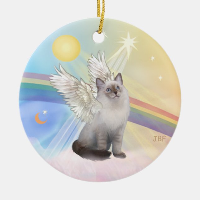Ornement Rond En Céramique Nuages - Ragdoll Chat Angel (Devant)