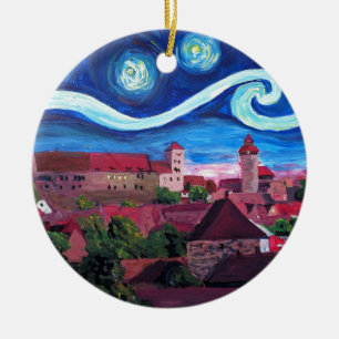 Ornement Rond En Céramique Nuit étoilée à Nuremberg Allemagne avec le châ