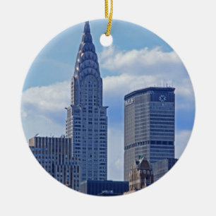 Ornement Rond En Céramique NYC Skyline Chrysler Building B1