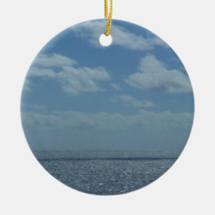 Ornement Rond En Céramique Océan bleu de la mer des Caraïbes