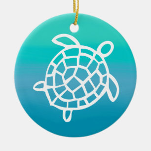 Ornement Rond En Céramique Océan d'aquarelle de tortue de mer