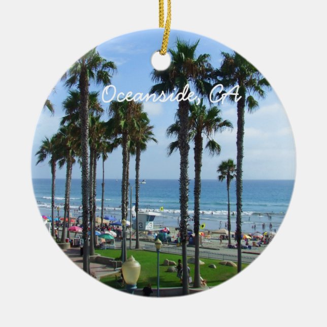 Ornement Rond En Céramique Oceanside la Californie (Devant)