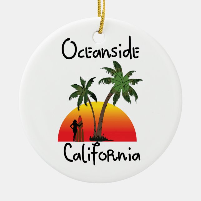 Ornement Rond En Céramique Oceanside la Californie (Devant)