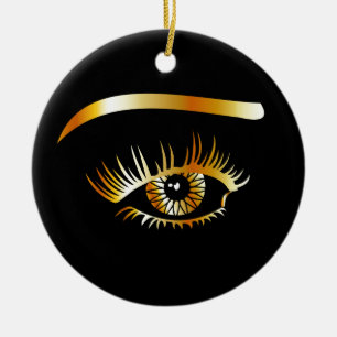 Ornement Rond En Céramique Oeil d'or avec le sourcil et les détails à