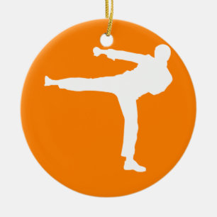 Ornement Rond En Céramique Orange Martial Arts