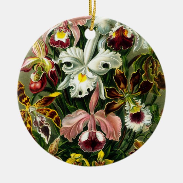 Ornement Rond En Céramique Orchidées (Devant)