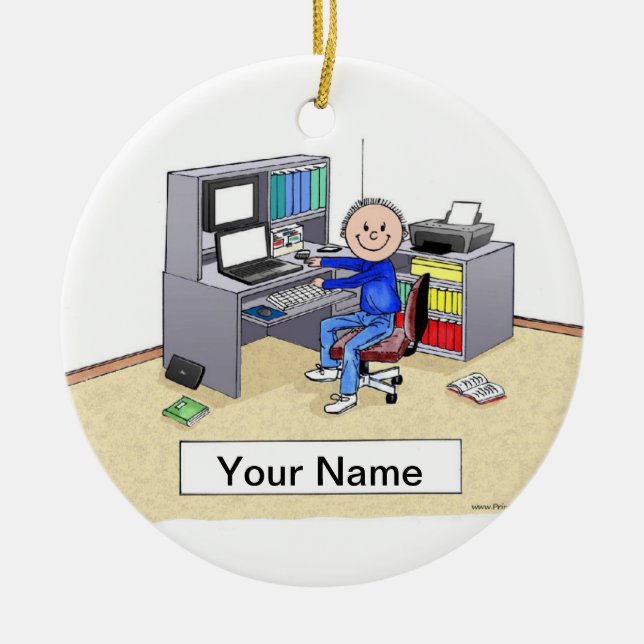 Ornement Rond En Céramique Ordinateur - Homme (Devant)