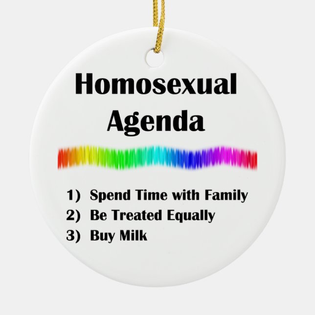 Ornement Rond En Céramique Ordre du jour homosexuel (Devant)