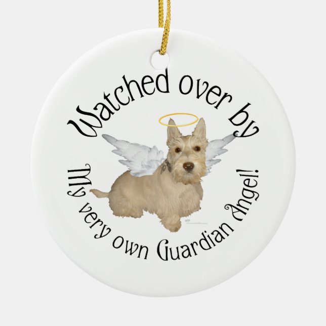 Ornement Rond En Céramique Ornament écossais à roue Terrier Angel (Devant)