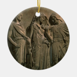 Ornement Rond En Céramique Orphée, Eurydice et Hermes (marbre)