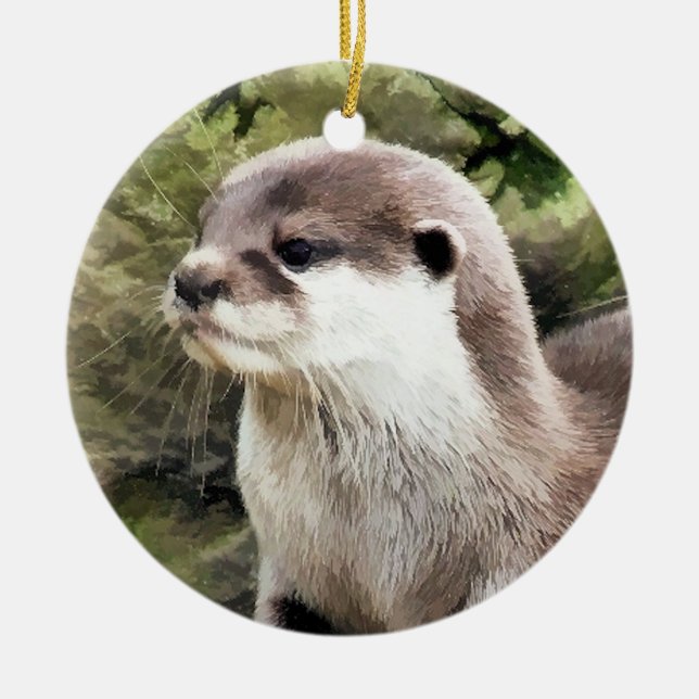 ORNEMENT ROND EN CÉRAMIQUE OTTERS (Devant)