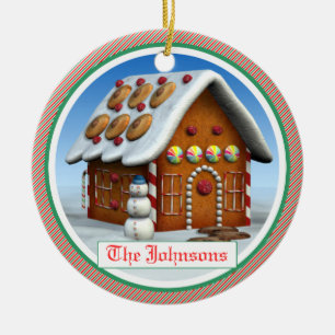 Ornement Rond En Céramique Our First Christmas in New Home Gingerbread House