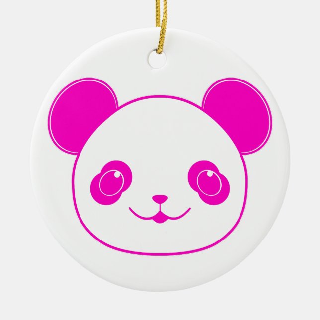 Ornement Rond En Céramique Ours rose Kawaii Panda (Devant)