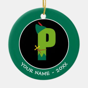 Ornement Rond En Céramique P est pour Peter Pan   Ajouter Votre Nom