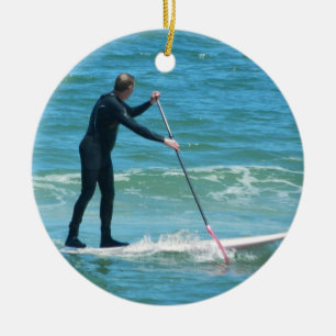 Ornement Rond En Céramique Paddleboarding