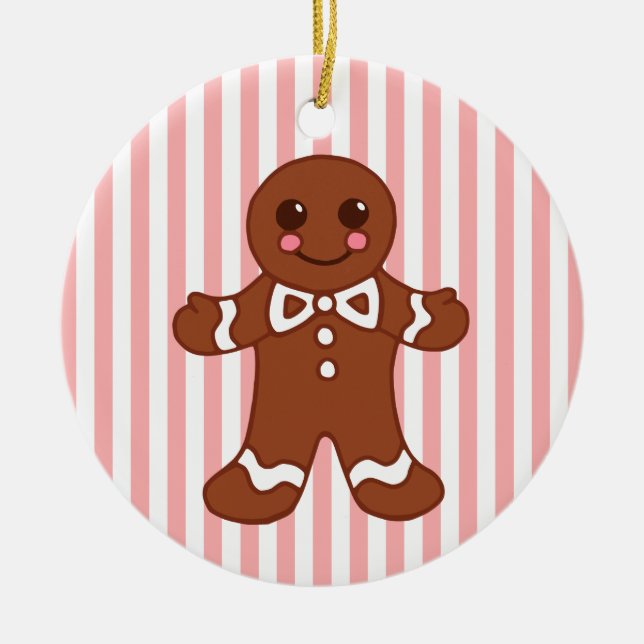 Ornement Rond En Céramique Pain d'épices Homme Ornament fille (Devant)
