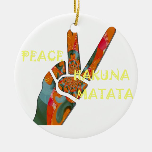 Ornement Rond En Céramique Paix de Hakuna Matata (Devant)