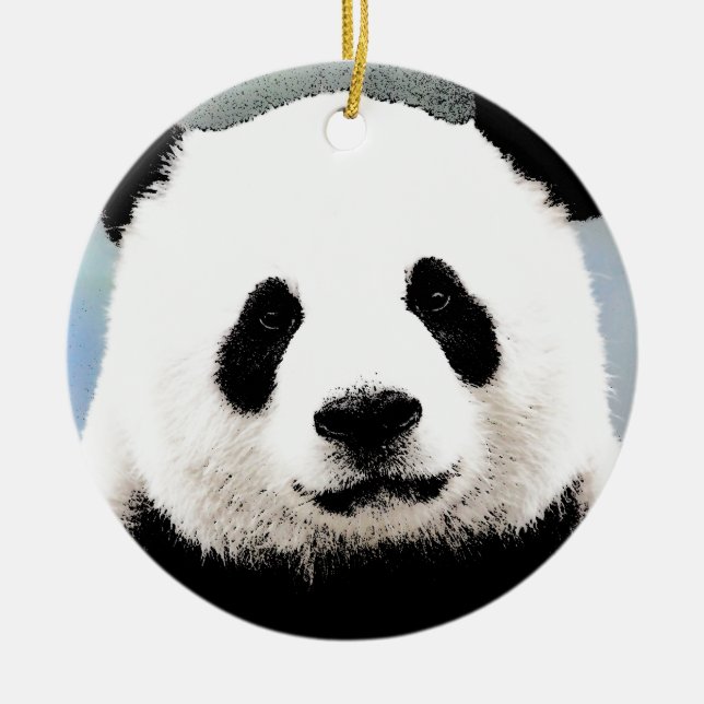Ornement Rond En Céramique Panda (Devant)