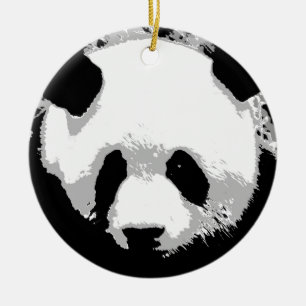 Ornement Rond En Céramique Panda d'art noir blanc Pop Arbre de Noël