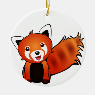 Ornement Rond En Céramique Panda Rouge