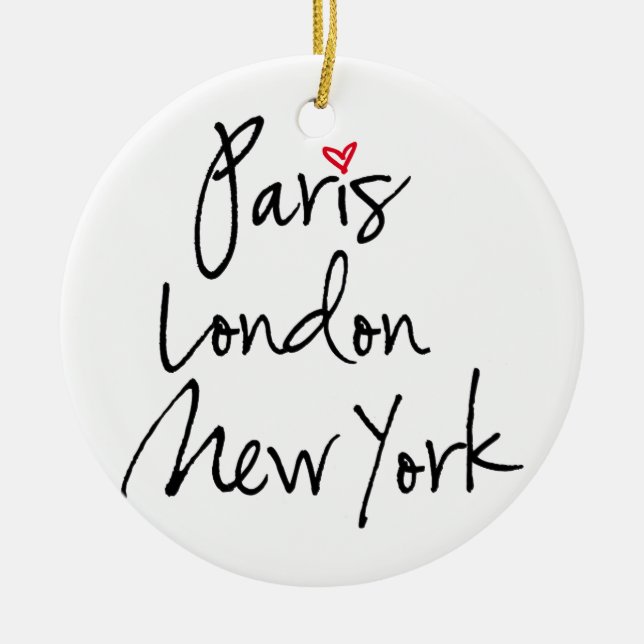 Ornement Rond En Céramique Paris, Londres, New York (Devant)