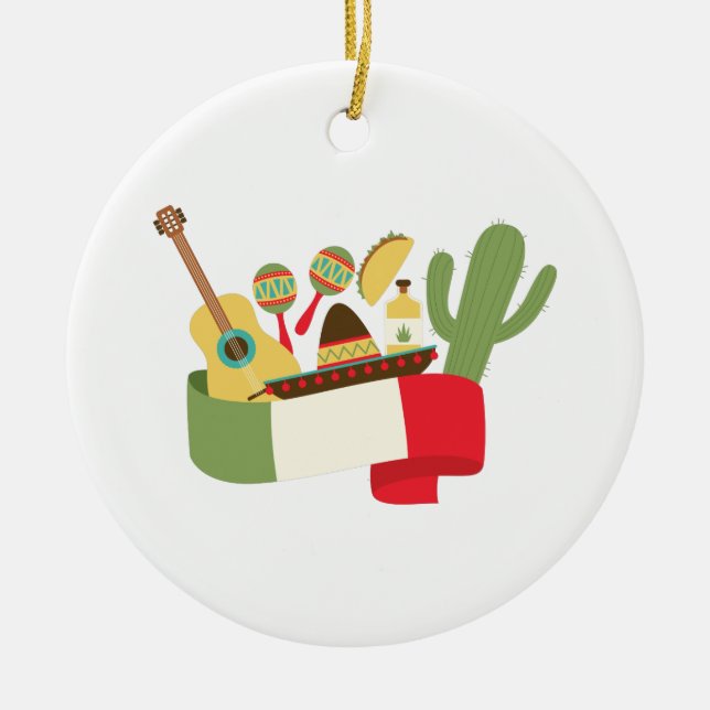 Ornement Rond En Céramique Partie mexicaine (Devant)