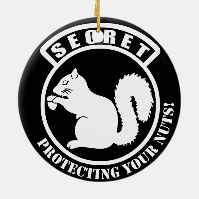 Ornement Rond En Céramique Patch d'écureuil secret pour protéger vos noix (Dos)