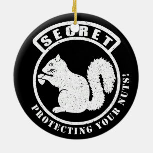 Ornement Rond En Céramique Patch d'écureuil secret pour protéger vos noix
