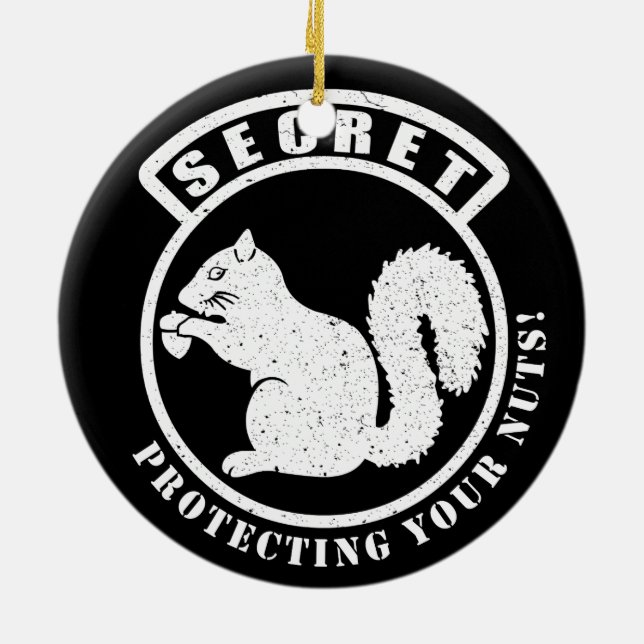 Ornement Rond En Céramique Patch d'écureuil secret pour protéger vos noix (Dos)