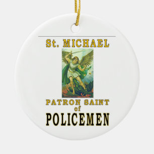 ORNEMENT ROND EN CÉRAMIQUE PATRON SAINT POLICEMEN