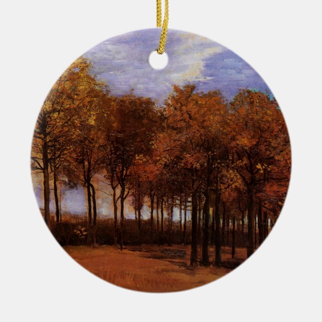 Ornement Rond En Céramique Paysage d'automne par Vincent van Gogh (Devant)