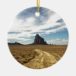 Ornement Rond En Céramique Paysage de sud-ouest de montagne de Shiprock