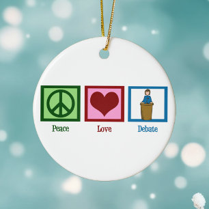Ornement Rond En Céramique Peace Love Debate Team Jote Christmas