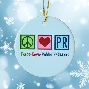 Ornement Rond En Céramique Peace Love Relations publiques