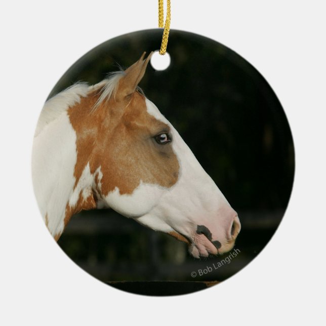 Ornement Rond En Céramique Peignez le Headshot 2 de cheval (Devant)