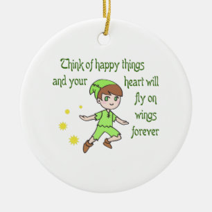 ORNEMENT ROND EN CÉRAMIQUE PENSEZ À DES CHOSES HEUREUSES