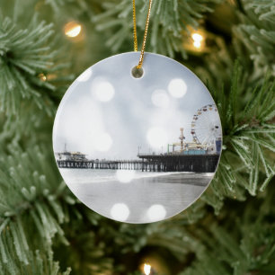 Ornement Rond En Céramique Père Noël Monica Pier - Grey Sparkings Photo Edit