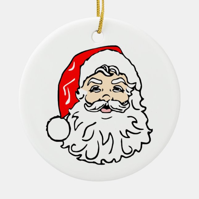 Ornement Rond En Céramique Père Noël - Personnalisable (Devant)